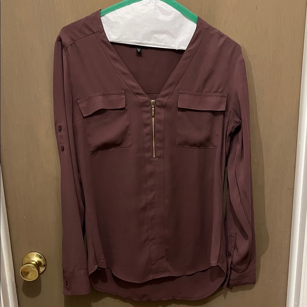 Express Women's V-Neck Blouse (long sleeve or 3/4) - Plum